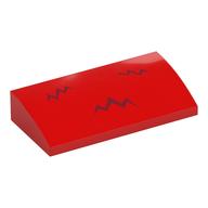 Visuel indicatif Rebrickable de Brique courbée 2 x 4 x 2/3 Non tenons avec motif imprimé Fourrure Rouge Foncé (Brick Curved 2 x 4 x 2/3 No Studs with Dark Red Fur Print)