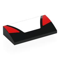 Visuel indicatif Rebrickable de Brique courbée 2 x 4 x 2/3 sans tenons avec des formes de capot blanc / rouge motif imprimé (Brick Curved 2 x 4 x 2/3 No Studs with White/Red Hood Shapes Print)