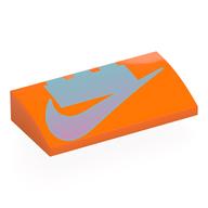 Visuel indicatif Rebrickable de Brique courbe 2 x 4 x 2/3 Non tenons avec argent LEGO brique, Nike Logo motif imprimé (Brick Curved 2 x 4 x 2/3 No Studs with Silver LEGO Brick, Nike Logo Print)