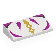 Visuel indicatif Rebrickable de Brique courbée 2 x 4 x 2/3 sans tenons avec des formes violet foncé / or motif imprimé (Brick Curved 2 x 4 x 2/3 No Studs with Dark Purple/Gold Shapes Print)