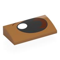 Visuel indicatif Rebrickable de Brique courbée 2 x 4 x 2/3 sans tenons avec œil noir, iris brun, pupille blanche motif imprimé à droite (Brick Curved 2 x 4 x 2/3 No Studs with Black Eye, Brown Iris, White Pupil Right Print)