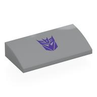 Visuel indicatif Rebrickable de Brique courbée 2 x 4 x 2/3 Non tenons avec motif imprimé de symbole de mégatron violet foncé (Brick Curved 2 x 4 x 2/3 No Studs with Dark Purple Megatron Symbol Print)