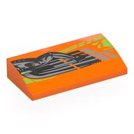 Visuel indicatif Rebrickable de Brique courbée 2 x 4 x 2/3 Non tenons avec bras de droïde, motif imprimé formes de vert citron (Brick Curved 2 x 4 x 2/3 No Studs with Droid Arm, Lime Shapes Print)