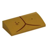 Visuel indicatif Rebrickable de Brique courbée 2 x 4 x 2/3 Non tenons avec lignes rouges foncées, motif imprimé par points (Placage C-3PO) (Brick Curved 2 x 4 x 2/3 No Studs with Dark Red Lines, Dots (C-3PO plating) Print)