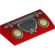 Visuel indicatif Rebrickable de Brique courbée 2 x 4 x 2/3 sans tenons avec phares de voiture, ailes grises et calandre avec motif imprimé mickey caché (Brick Curved 2 x 4 x 2/3 No Studs with Car Headlights, Gray Fender and Grille with Hidden Mickey Print)