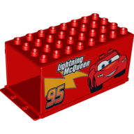 Visuel indicatif Rebrickable de Duplo camion / semi-remorque conteneur 4 x 8 x 3,5, avec la foudre mcqueen (mack) motif imprimé (Duplo Truck / Semi-Tractor Container 4 x 8 x 3.5, with Lightning McQueen (Mack) Print)