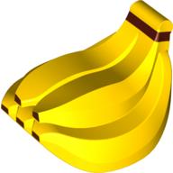 Visuel indicatif Rebrickable de Bananes alimentaires Duplo avec des pointes brunes motif imprimé (Duplo Food Bananas with Brown Tips Print)