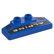Visuel indicatif Rebrickable de Spoiler arrière Duplo 2 x 4 x 1 / 2 avec motif imprimé 'ALPINE' (Duplo Rear Spoiler 2 x 4 x 1 / 2 with 'ALPINE' Print)