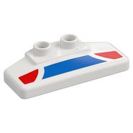 Visuel indicatif Rebrickable de Duplo Spoiler arrière 2 x 4 x 1 / 2 avec motif imprimé panneaux bleus et rouges (Duplo Rear Spoiler 2 x 4 x 1 / 2 with Blue and Red Panels Print)