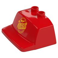 Visuel indicatif Rebrickable de Duplo camion / semi-remorque, dessus de cabine / feuille d'air avec motif imprimé jaune 'Rust-eze' (Duplo Truck / Semi-Tractor, Cab Top / Air Foil with Yellow 'Rust-eze' Logo Print)