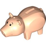 Visuel indicatif Rebrickable de Animal, cochon avec trou de bouchon de pièce de monnaie et trou pour chapeau, avec des yeux imprimés motif (hamme) (Animal, Pig with Coin Plug Hole and Hole for Hat, with Eyes Print (Hamm))