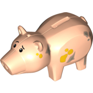 Visuel indicatif Rebrickable de Animal, Cochon avec trou de prise de pièce, avec yeux et motif imprimé de saleté (Animal, Pig with Coin Plug Hole, with Eyes and Dirt Print)