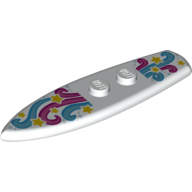 Visuel indicatif Rebrickable de Planche de surf sport standard avec des tourbillons d'azur rose et moyen et des étoiles jaunes motif imprimé (Sports Surfboard Standard with Pink and Medium Azure Swirls and Yellow Stars Print)