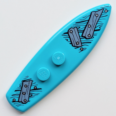 Visuel indicatif Rebrickable de Planche de surf sport standard avec planche en bois bleu sable et clous motif imprimé (Sports Surfboard Standard with Sand Blue Wooden Board and Nails Print)