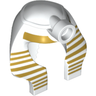 Coiffe Nemes (maman) avec tenon, bandes d'or épaisses en haut et 9 bandes d'or minces sur les côtés motif imprimé (Headdress Nemes (Mummy) with Stud, Gold Stripes Thick at Top and 9 Gold Stripes Thin at Sides Print)