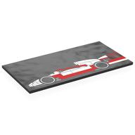 Visuel indicatif Rebrickable de Tuile 8 x 16 avec Voiture de Course F1 Rouge/Blanc, Conduite Motif imprimé à gauche (Tile 8 x 16 with Red/White F1 Racing Car, Driving Left Print)