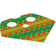 Poncho col, moitié avec motif imprimé vert foncé et terre cuite (Neckwear Poncho, Half with Dark Green and Terra Cotta Print)
