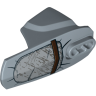 Visuel indicatif Rebrickable de Couverture de membre grande figurine, taille 6, armure avec douille à rotule avec plaque métallique et bracelet marron motif imprimé (Large Figure Limb Cover, Size 6, Armor with Ball Joint Socket with Metal Plate and Brown Strap Print)