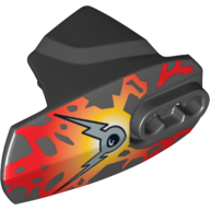 Visuel indicatif Rebrickable de Couverture de membre grande figurine, taille 5, armure avec douille à rotule avec feu et argent double éclair motif imprimé (nitroblast) (Large Figure Limb Cover, Size 5, Armor with Ball Joint Socket with Fire and Silver Double Lightning Bolt Print (Nitroblast))