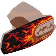 Visuel indicatif Rebrickable de Couverture de membre grande figurine, taille 5, armure avec douille à rotule avec motif imprimé feu (pyrox) (Large Figure Limb Cover, Size 5, Armor with Ball Joint Socket with Fire Print (Pyrox))