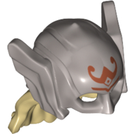 Cheveux et casque, Cheveux beige, Orange foncé Symbole imprimé (Hair and Helmet, Tan Hair, Dark Orange Symbol Print)