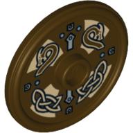 Visuel indicatif Rebrickable de Bouclier rond avec tenon et rebord surélevé avec motif imprimé runes (Shield Round with Stud and Raised Rim with Runes Print)