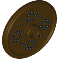 Visuel indicatif Rebrickable de Bouclier rond avec tenon et rebord surélevé avec motif imprimé de points argentés (Shield Round with Stud and Raised Rim with Silver Dots Print)