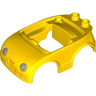 Visuel indicatif Rebrickable de Carrosserie Duplo avec 2 tenons à l'arrière et phares argentés (Duplo Car Body with 2 Studs on Back and Silver Headlights Print)