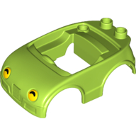 Visuel indicatif Rebrickable de Carrosserie Duplo avec 2 crampons à l'arrière, et phares jaunes avec motif imprimé ombre noire (Duplo Car Body with 2 Studs on Back, & Yellow Headlights with Black Shadow Print)