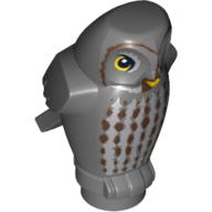 Visuel indicatif Rebrickable de Animal, oiseau, hibou petit, caractéristiques angulaires avec yeux jaunes et plumes de poitrine verticales gris bleuté clair motif imprimé (Animal, Bird, Owl Small, Angular Features with Yellow Eyes and Light Bluish Gray Vertical Chest Feathers Print)