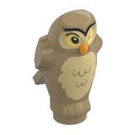Visuel indicatif Rebrickable de Animal, Oiseau, Petit hibou, Angulaire Caractéristiques avec bec orange, yeux jaune clair vif et plumes de poitrine beige motif imprimé (Animal, Bird, Owl Small, Angular Features with Orange Beak, Bright Light Yellow Eyes and Tan Chest Feathers Print)