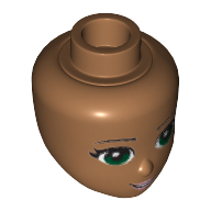 Tête de mini-poupée, yeux verts, lèvres rose pâle et bouche ouverte motif imprimé (Minidoll Head, Green Eyes, Pale Pink Lips and Open Mouth Print)