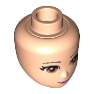 Tête de mini-poupée, Yeux brun clair, Lèvres rose foncé et motif imprimé Bouche fermée (Minidoll Head, Light Brown Eyes, Dark Pink Lips and Closed Mouth Print)