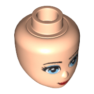 Tête de mini-poupée, yeux bleu clair avec fard à paupières, motif : lèvres rouges et bouche fermée (Minidoll Head, Light Blue Eyes with Eye Shadow, Red Lips and Closed Mouth Print)