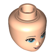 Tête de mini-poupée, yeux, cils et bouche ouverte bleu clair motif imprimé (Minidoll Head, Light Blue Eyes, Eyelashes and Open Mouth Print)