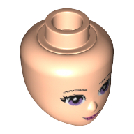 Tête de mini-poupée, yeux pourpre, motif : lèvres rose foncé et bouche fermée (Minidoll Head, Purple Eyes, Dark Pink Lips and Closed Mouth Print)