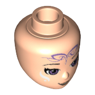 Tête de mini-poupée, yeux de lavande moyenne et motif imprimé de tatouage elfe [aira] (Minidoll Head, Medium Lavender Eyes and Elven Tattoo Print [Aira])