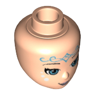 Tête de mini-poupée, yeux azur moyen et motif imprimé de tatouage elfe [naida] (Minidoll Head, Medium Azure Eyes and Elven Tattoo Print [Naida])
