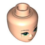 Tête de mini-poupée, yeux verts, taches de rousseur, motif : lèvres nougat moyen et bouche fermée (Minidoll Head, Green Eyes, Freckles, Medium Nougat Lips and Closed Mouth Print)