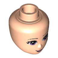 Tête de mini-poupée, yeux lavande, lèvres roses et bouche ouverte, motif imprimé 2 étoiles bleues sous l'œil gauche (Minidoll Head, Lavender Eyes, Pink Lips and Open Mouth, 2 Blue Stars under Left Eye Print)
