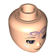 Tête de mini-poupée, yeux lavande moyen, bouche fermée sourire et Elfes Tribal imprimé (Aira) (Minidoll Head, Medium Lavender Eyes, Closed Mouth Smile and Elves Tribal Print (Aira))