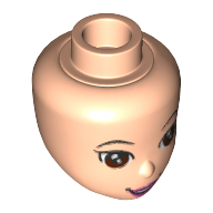 Tête de mini-poupée, yeux bruns, lèvres roses et motif imprimé bouche ouverte (Mulan) (Minidoll Head, Brown Eyes, Pink Lips and Open Mouth Print (Mulan))