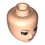 Tête de mini-poupée, Motif imprimé yeux et lèvres magenta et sourcils fins (Ragana) (Minidoll Head, Magenta Eyes and Lips and Thin Eyebrows Print (Ragana))