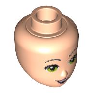 Tête de mini-poupée, yeux vert citron, sourcils, lèvres roses et motif imprimé sourire ouvert (Minidoll Head, Lime Eyes, Eyebrows, Pink Lips and Open Smile Print)
