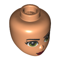 Tête de mini-poupée, yeux vert olive, lèvres rouge foncé (Minidoll Head, Olive Green Eyes, Dark Red Lips)