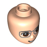 Tête de mini-poupée, yeux brun rougeâtre, lunettes argentées (Minidoll Head, Reddish Brown Eyes, Silver Glasses)