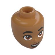 Tête de mini-poupée, Sourcils noirs épais, yeux bruns, lèvres rouges foncées, écart entre les dents motif imprimé (Minidoll Head, Thick Black Eyebrows, brown Eyes, Dark Red Lips, Gap between Teeth Print)
