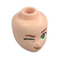 Visuel indicatif Rebrickable de Tête de mini-poupée, sourcils orange foncé, taches de rousseur, yeux vert olive, bouche ouverte lopside (Minidoll Head, Dark Orange Eyebrows, Freckles, Olive Green Eyes, Lopsided Open Mouth)