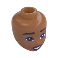 Tête de mini-poupée, sourcils noirs, yeux pourpre foncé, lèvres, Fard à paupières rose/bleu métal, Paillettes (Minidoll Head, Black Eyebrows, Dark Purple Eyes, Lips, Metal Pink/Blue Eyeshadow, Glitter)