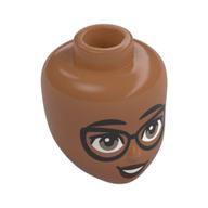 Tête de mini-poupée, yeux noirs, lunettes, yeux bruns, lèvres rouge foncé (Minidoll Head, Black Eyes, Glasses, Brown Eyes, Dark Red Lips)